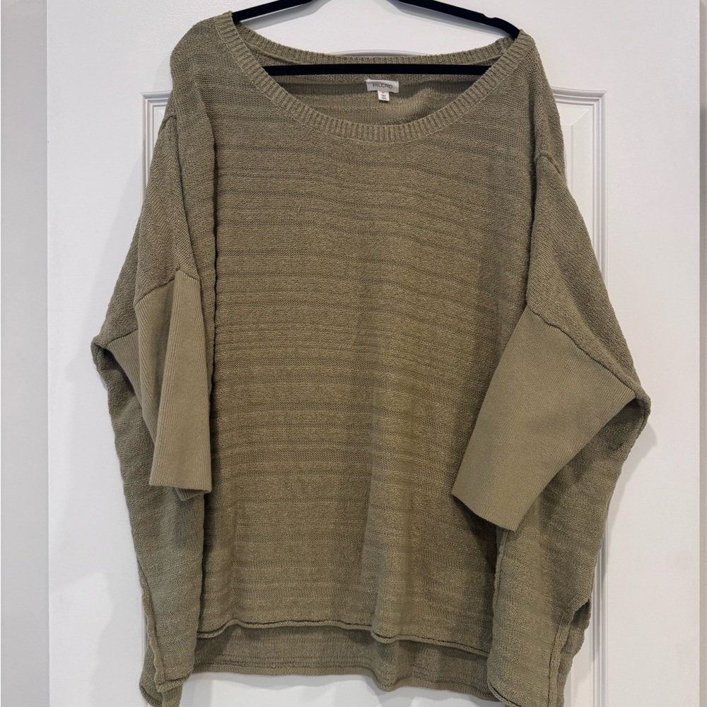 Anthropologie Pilcro Textured Dolman Sleeve Shirt Green XL